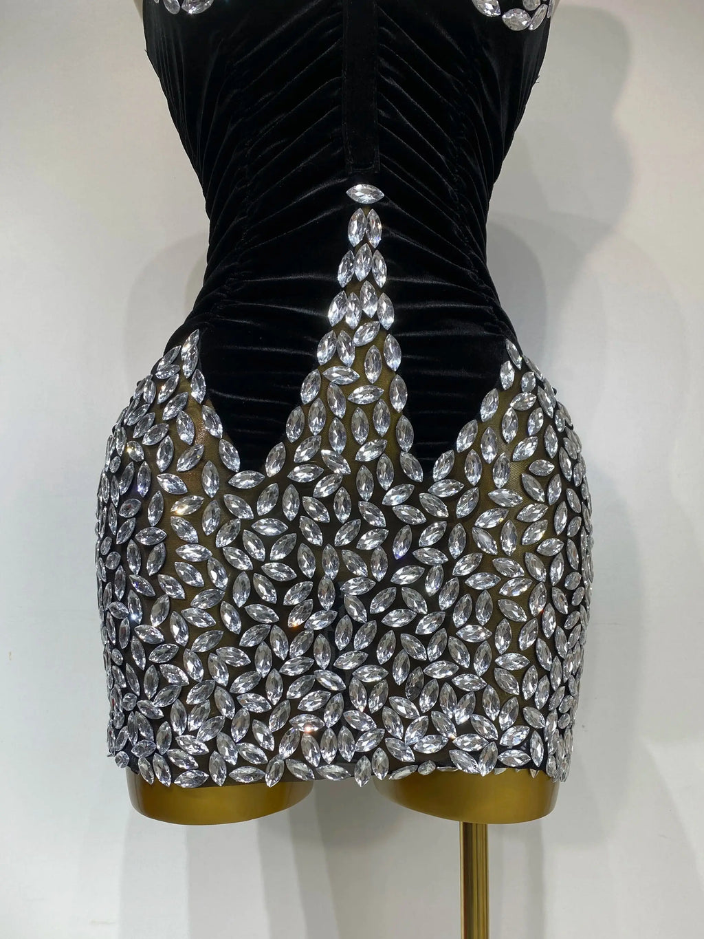 Women Sexy Bodycon Mini Dress Nightclub Elegant Evening Party Birthday Dress  Celebrity Singer Shining Diamond Stage Costume