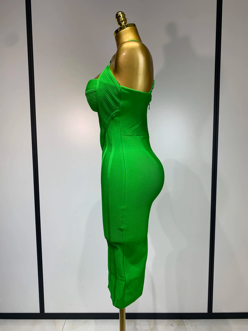 Women Sexy Sleeveless Backless Green Midi Bodycon Bandage Dress  Celebrity Elegant Evening Club Party Luxury Birthday Dress