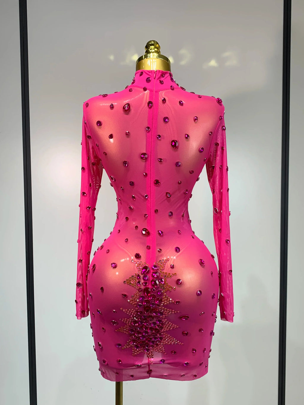Sparkly Rhinestone Sexy Bodycon Dress New Fashion Nightclub Stage Outfit Luxury Birthday Party Dresses