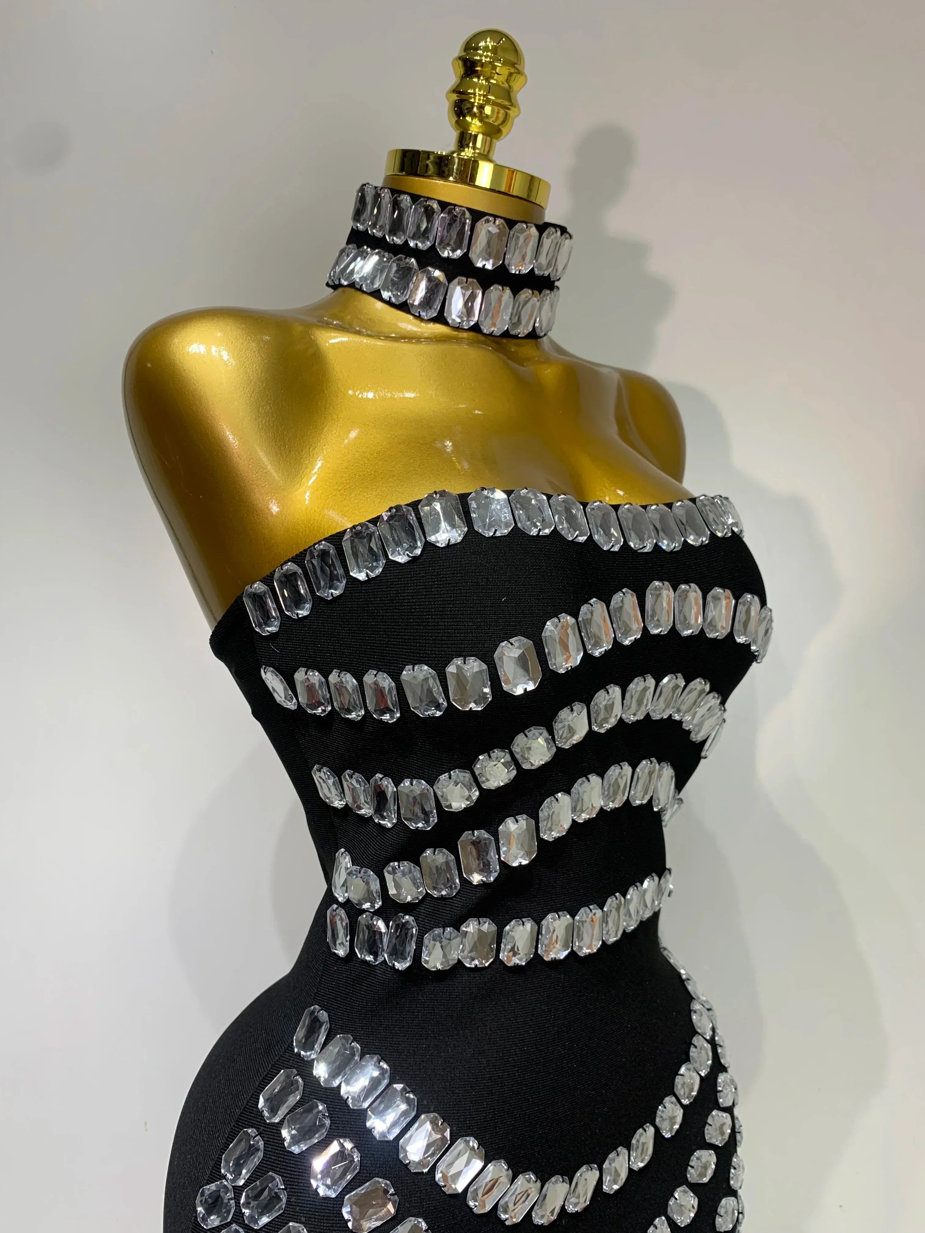 Sparkly Rhinestones Bodycon Strapless Mini Bandage Dress  Women Backless Fashion Evening Party Club Luxury Birthday Dresses