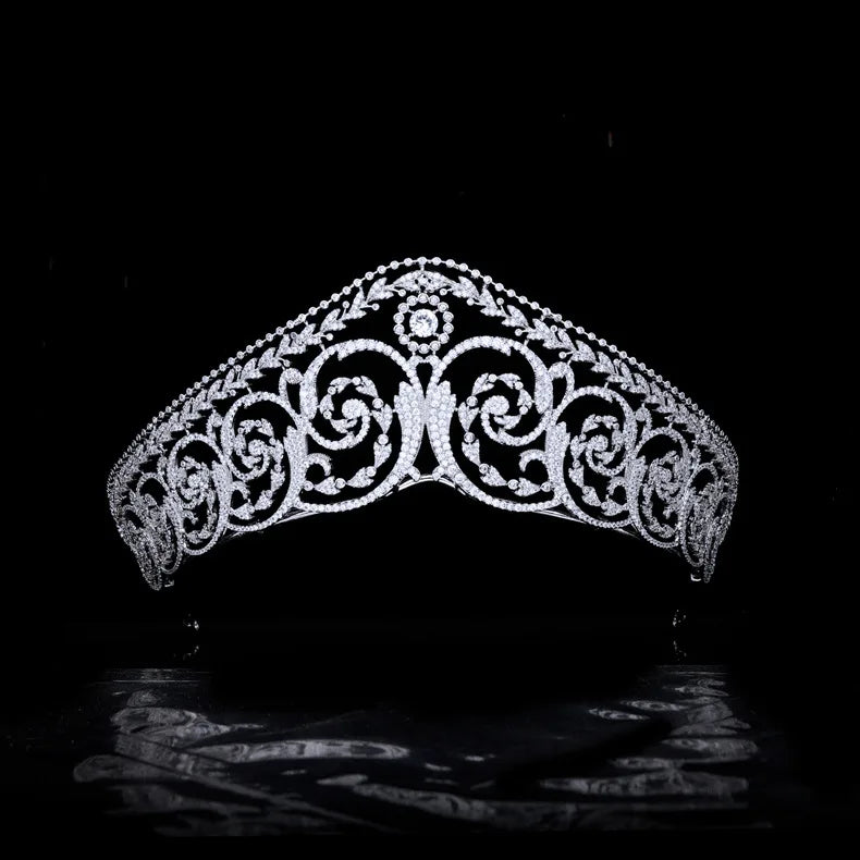 CZ Zirconia Tiaras and Crowns AAA Zircon Headband Brides Women Princess Queen Headpiece Wedding Accessories Bridal Hair Jewelry a