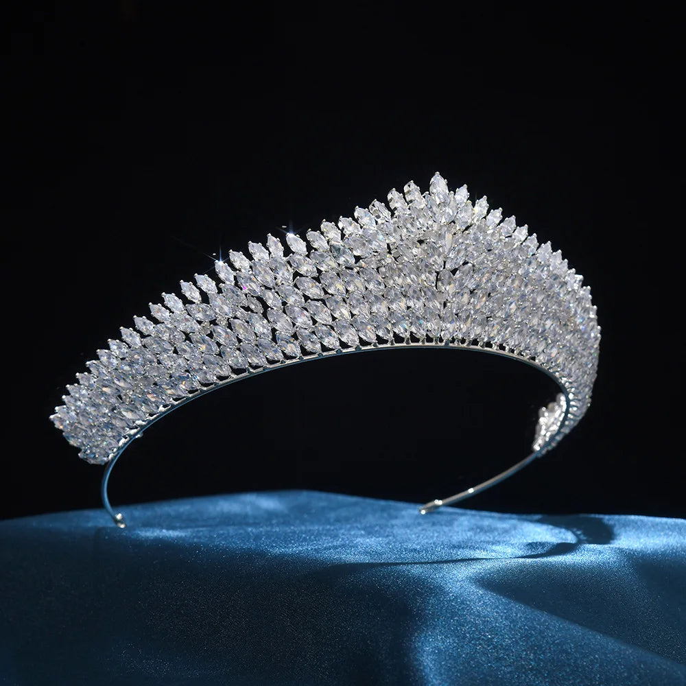 CZ Cubic Zirconia Tiaras and Crowns Headband For Brides Women Prom Pageant Headpiece Wedding Accessories Bridal Hair Jewelry