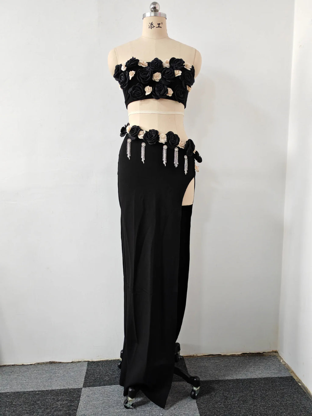 Women Sexy Strapless Florals 2 Pieces Bodycon Long Dress Nightclub Party Fashion Girls' Vacation Outfit Vestido