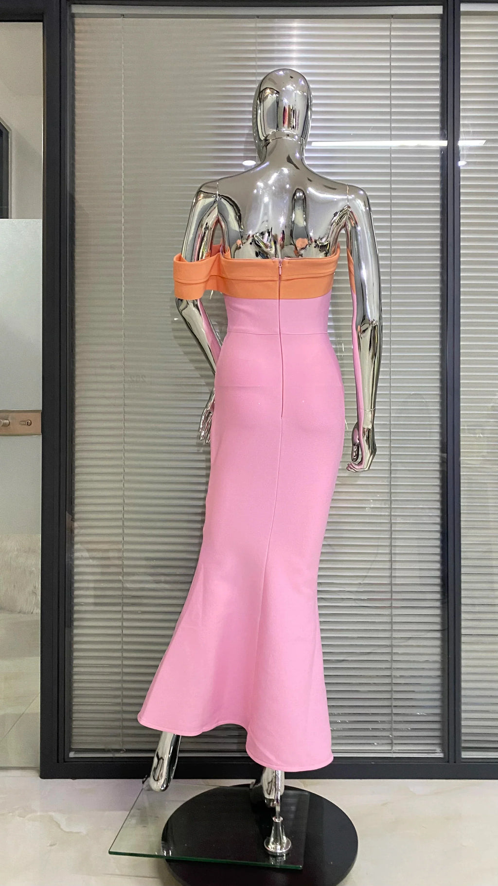 Pink Color Women Sexy Off the Shoulder Bodycon Bandage Long Maxi Dress Celebrate Evening Party Birthday Dress