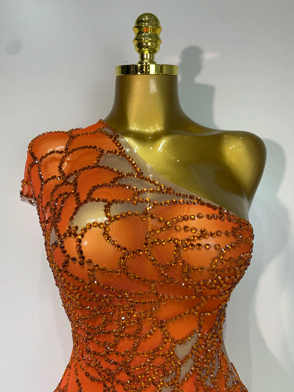 Women Sexy Mesh See Through One Shoulder Rhinestones Stage Costume Singer Nightclub Evening Party Luxury Birthday Mini Dresses
