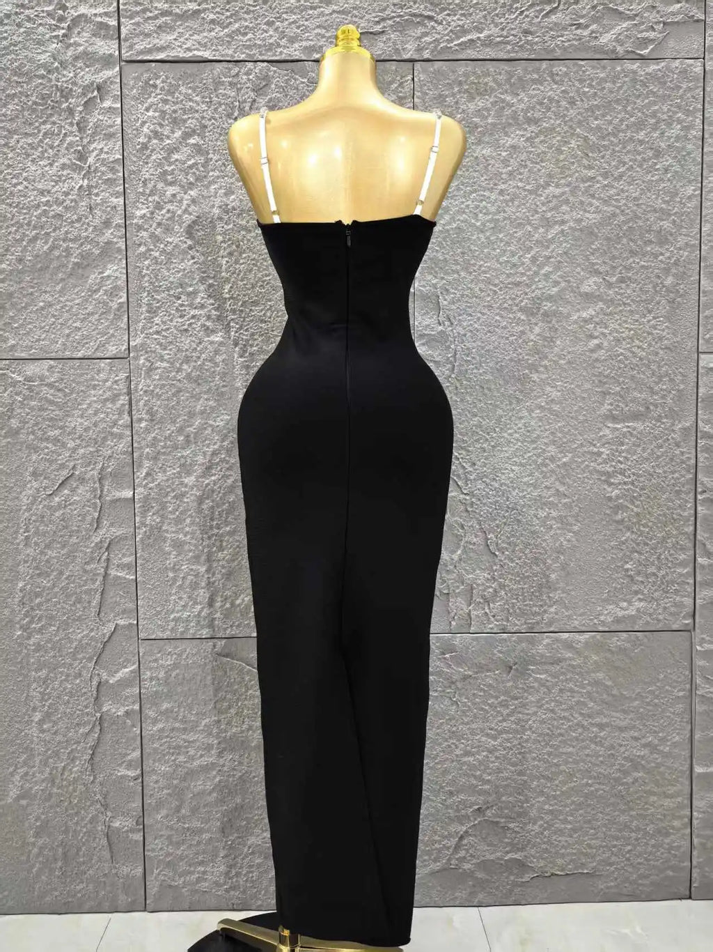 Black Red Color Women Sleeveless Sexy Strap Square Collar Bodycon Long Bandage Dress Celebrate Nightclub Party Red Carpet Dress