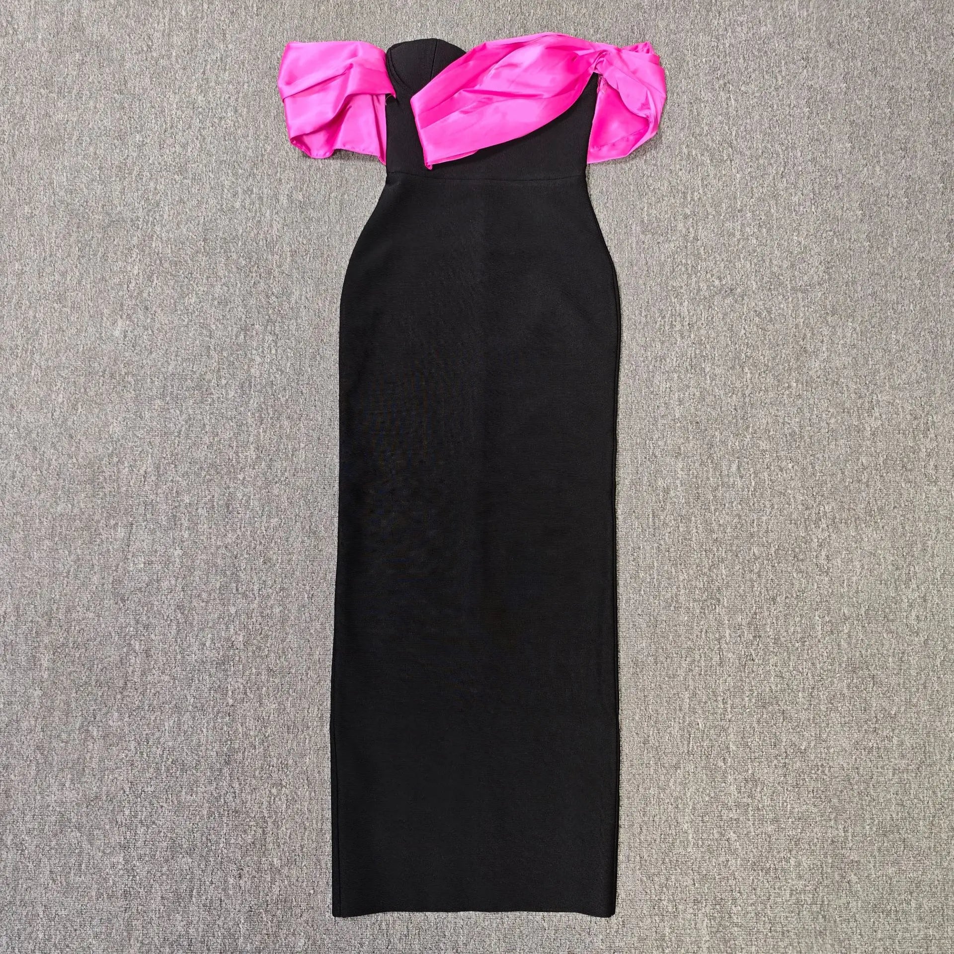Women Sexy Strapless Off the Shoulder Bodycon Long Bandage Dress Celebrate Nightclub Party Birthday Outfit Rose Red