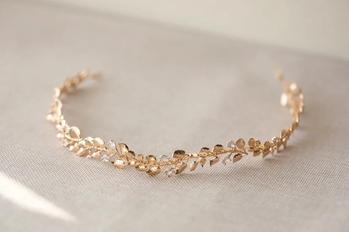 Wedding Hair Accessories Vintage Gold Color Headband Hairband Leaf Headpiece Headwear Bride Bridesmaids Headdress Bridal Jewelry