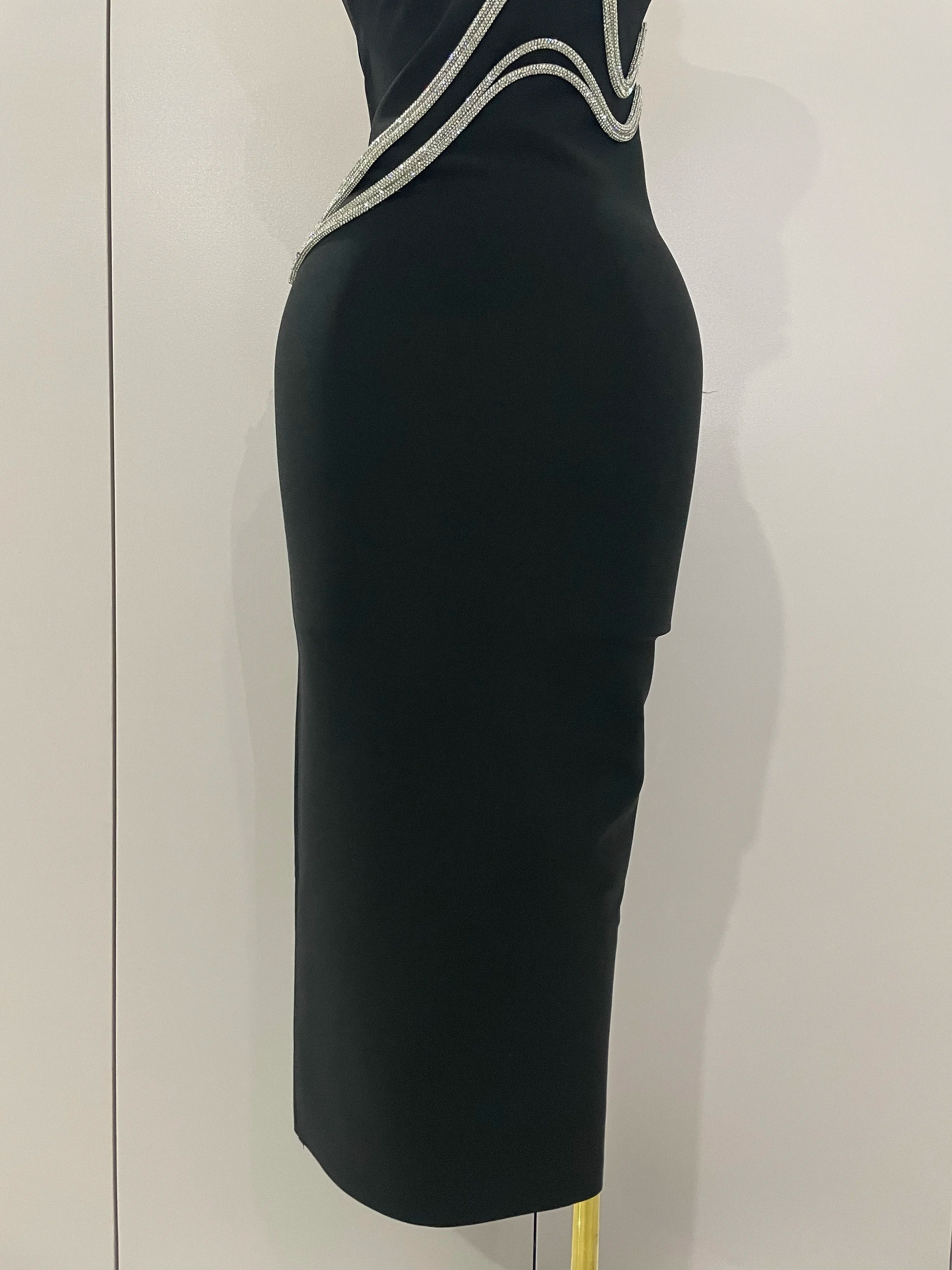 Sexy Strapless Diamond Lines Bodycon Bandage Long Dress  Women Celebrity Red Carpet Elegant Evening Birthday Party Dresses