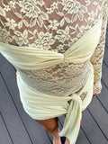 Bandage Round Neck Skinny Long Lace Dress