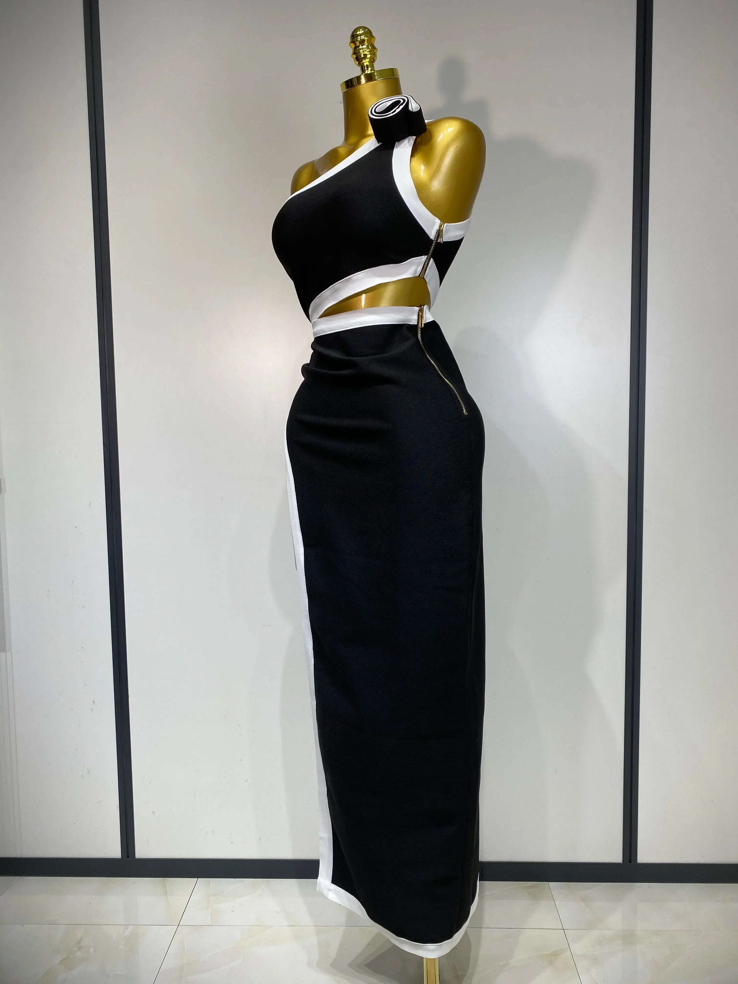 Women Celebrity Sexy One Shoulder Cut Out Split Maxi Long Bodycon Bandage Dress  Elegant Evening Club Birthday Party Dress