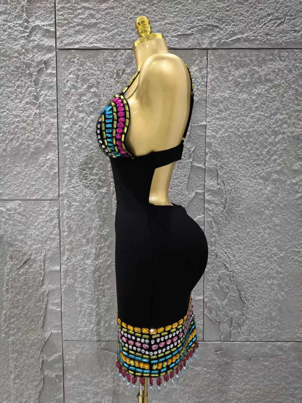 Women Sleeveless Sexy V-Neck Shinning Crystal Bodycon Mini Bandage Dress Celebrate Nightclub Party Outfit Vestido
