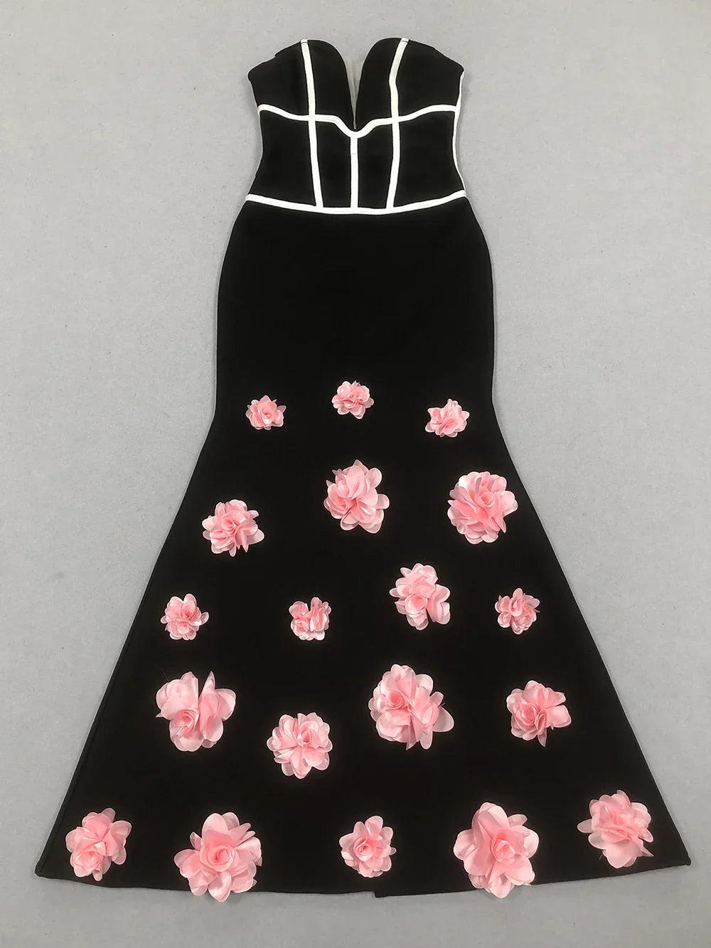 Sexy Off Shoulder 3D Flowers Bandage Mermaid Dresses Womens Strapless Evening Party Formal Long Dress Birthday Prom Vestidos