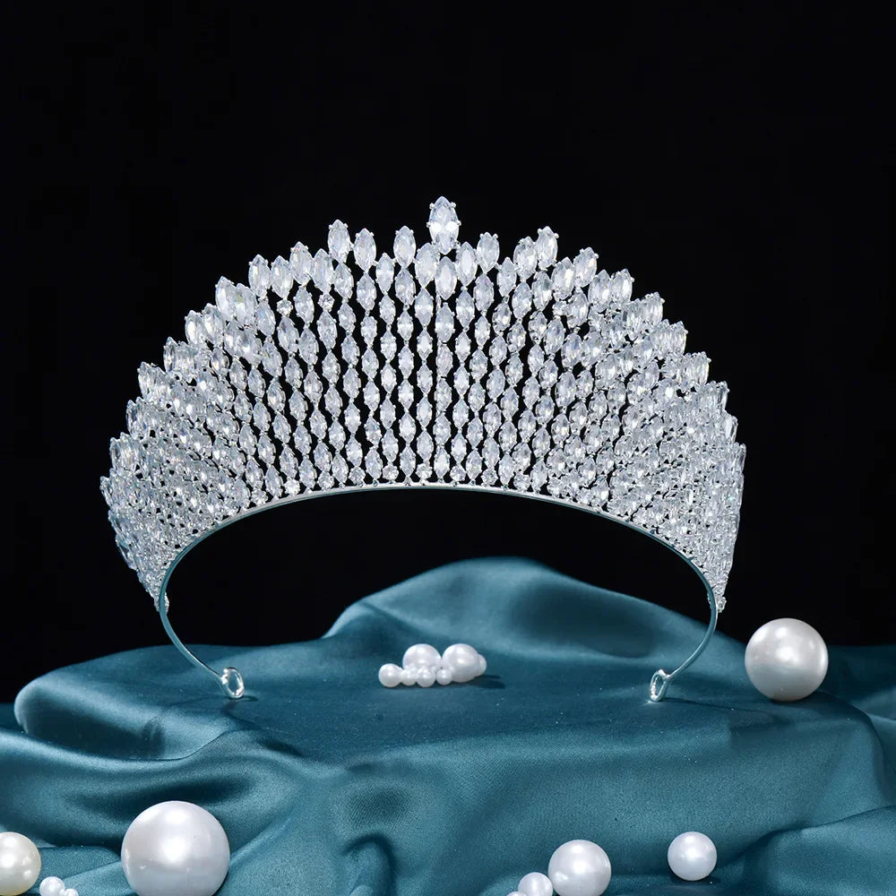 Baroque Queen Crowns For Women Crystal Zircon Big Bridal Tiara Crown For Wedding Pageant Miss Universe Diadem Bride Headpiece as picture 1