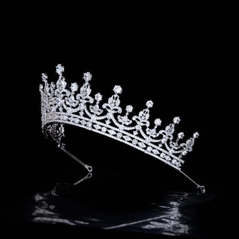 Bridal Hair Jewelry Cubic Zirconia Tiaras and Crowns Diadem For Brides Princess Queen Headpiece Headband Wedding Accessories