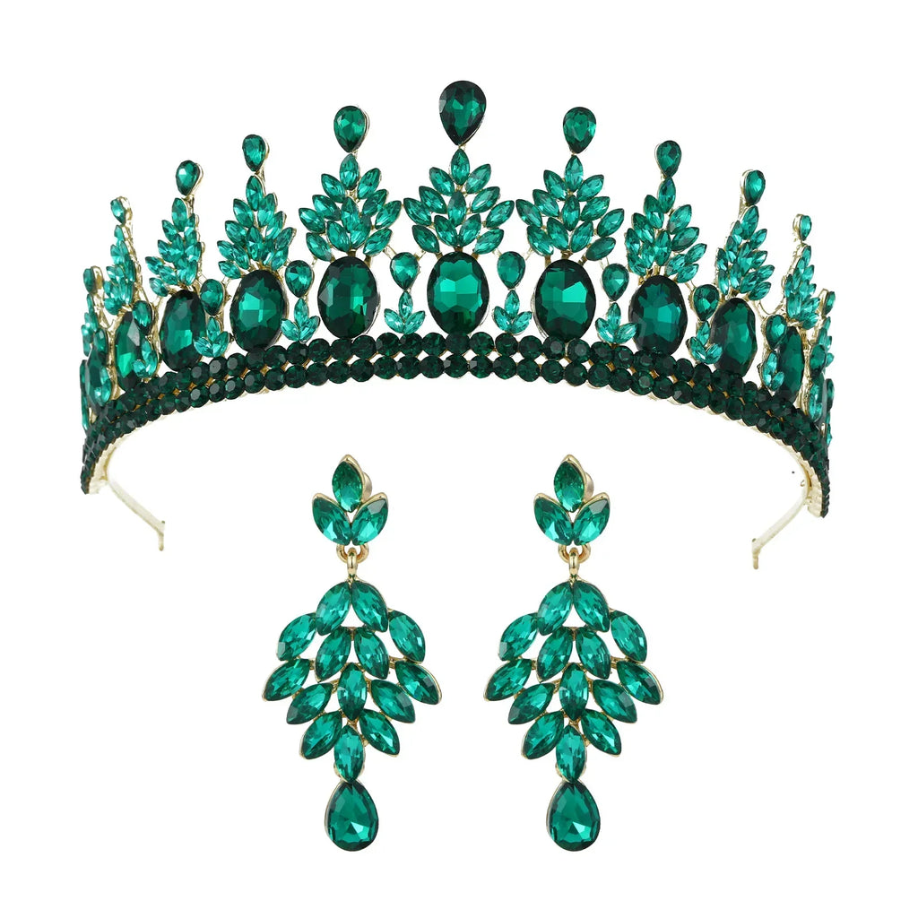 Baroque Crowns For Queen Women Crystal Princess Bridal Tiara Crown Wedding Hair Accessories Pageant Prom Hair Jewelry Headdress Imitation Rhodium Plated