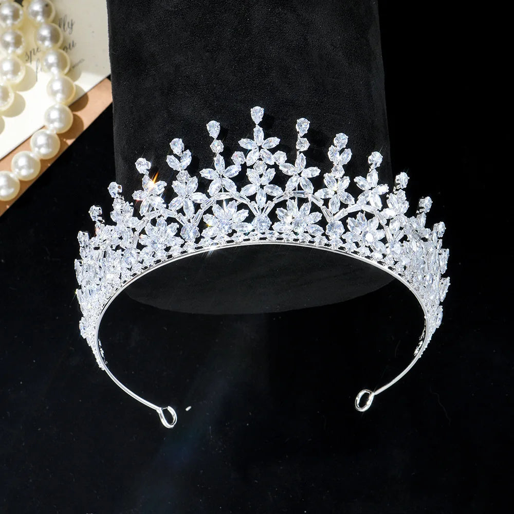 AAA Zircon Tiaras and Crowns CZ Zirconia Diadem For Brides Women Prom Pageant Headband Wedding Accessories Bridal Hair Jewelry 3