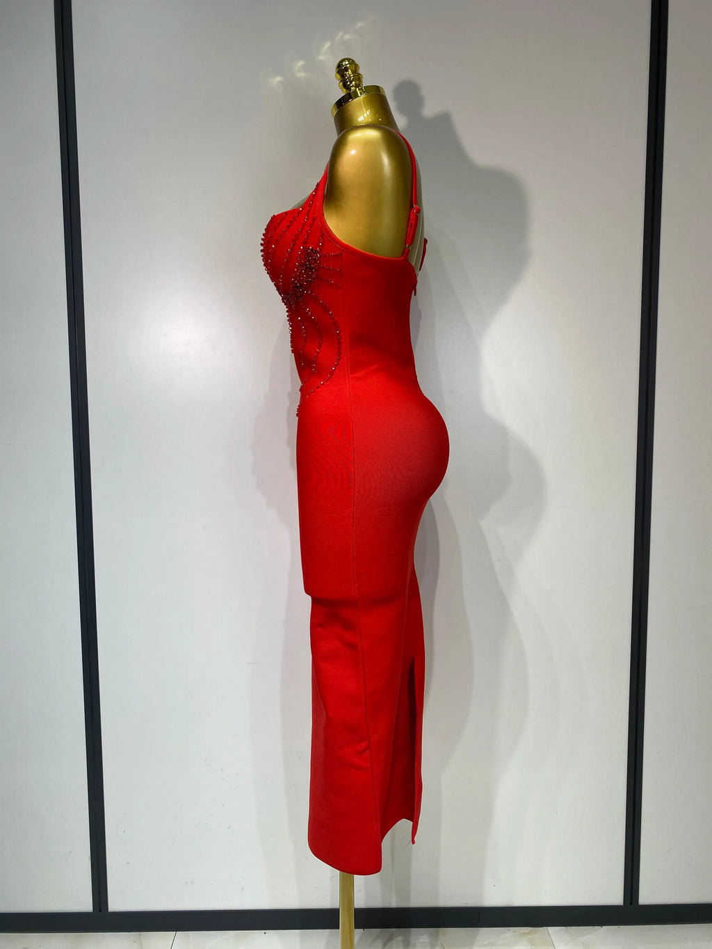 Women Sexy Backless Beading V Neck Bodycon Bandage Dress Club Party Celebrity Elegant Luxury Birthday Dresses Wedding Guest Gown