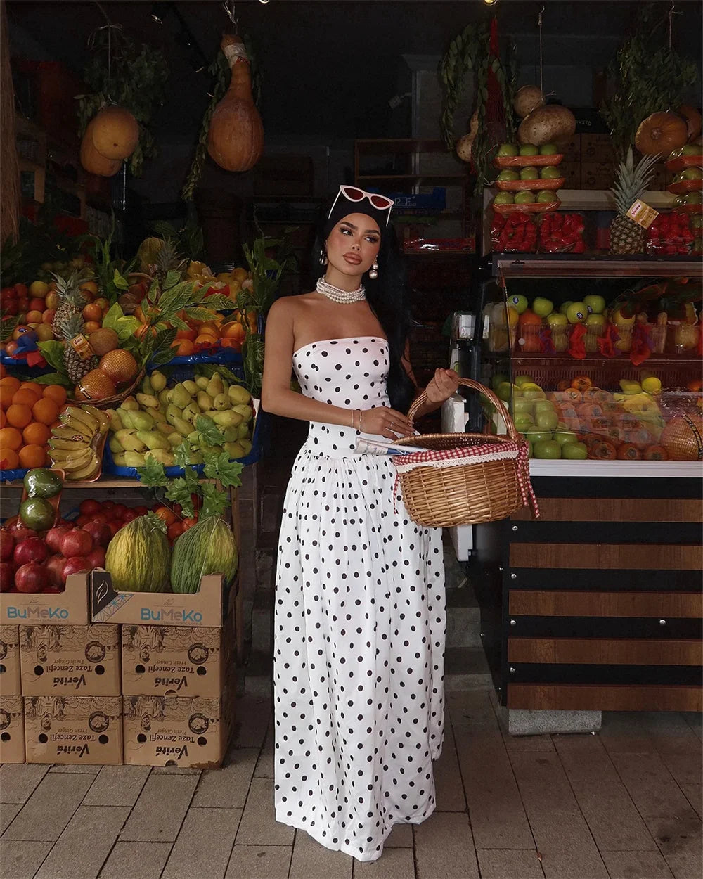 Polka Dot Strapless Aline Party Dress