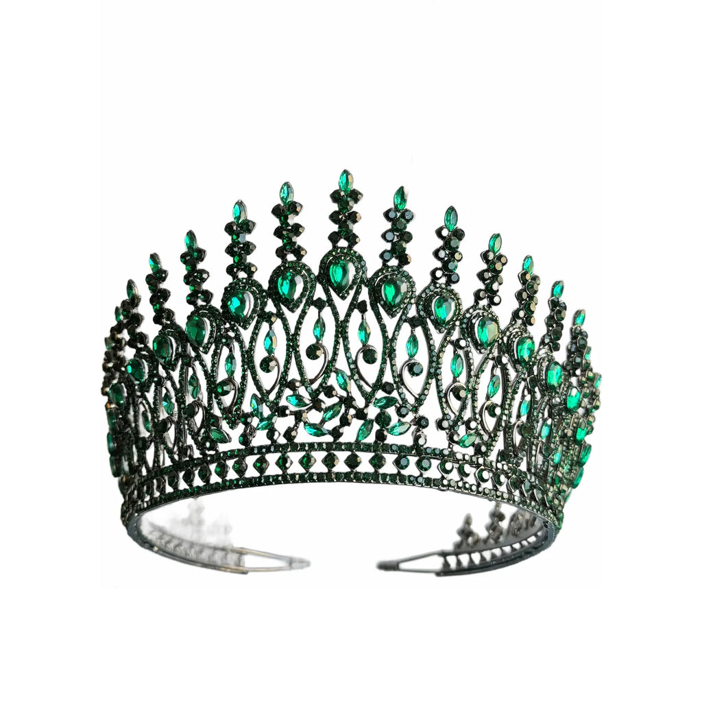 Baroque Queen Crowns For Women Crystal Bridal Tiara Crown For Wedding Pageant Bride Headpiece Party Prom Hair Jewelry Headdress Blue Zinc Plated