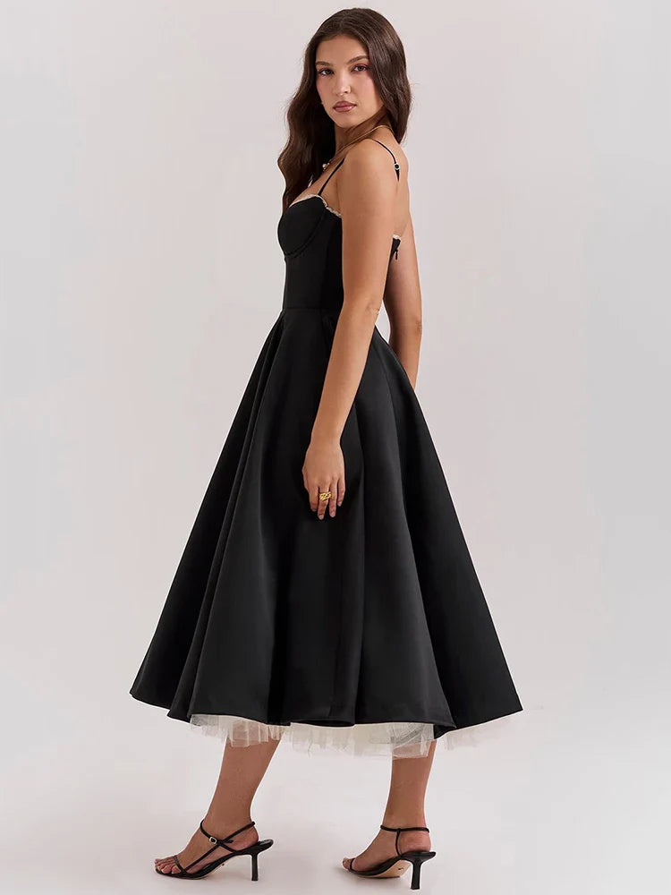Aline Backless Spaghetti Strap Midi Dress