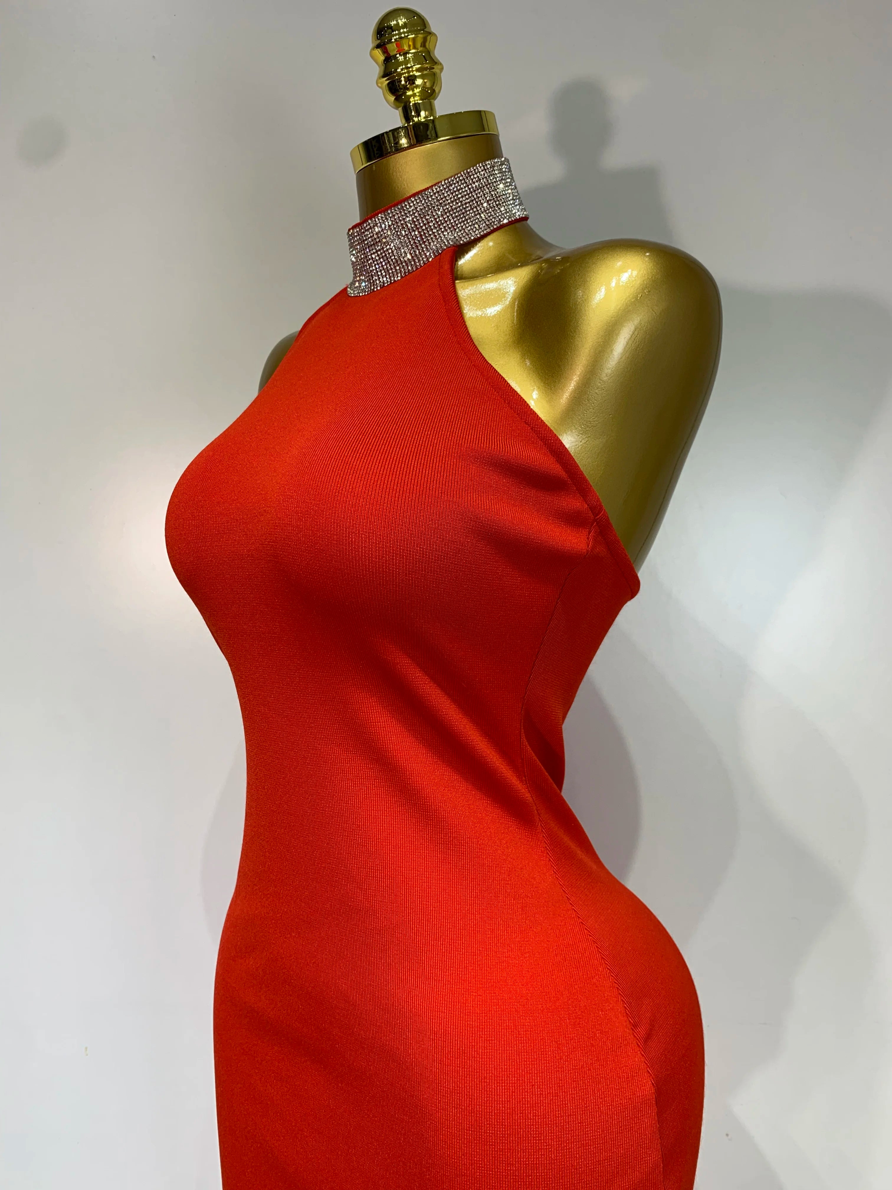 Luxury Birthday Bandage Dress Women  Elegant Red Halter Backless Celebrity Evening Party Wedding Gowns Club Gala Dresses