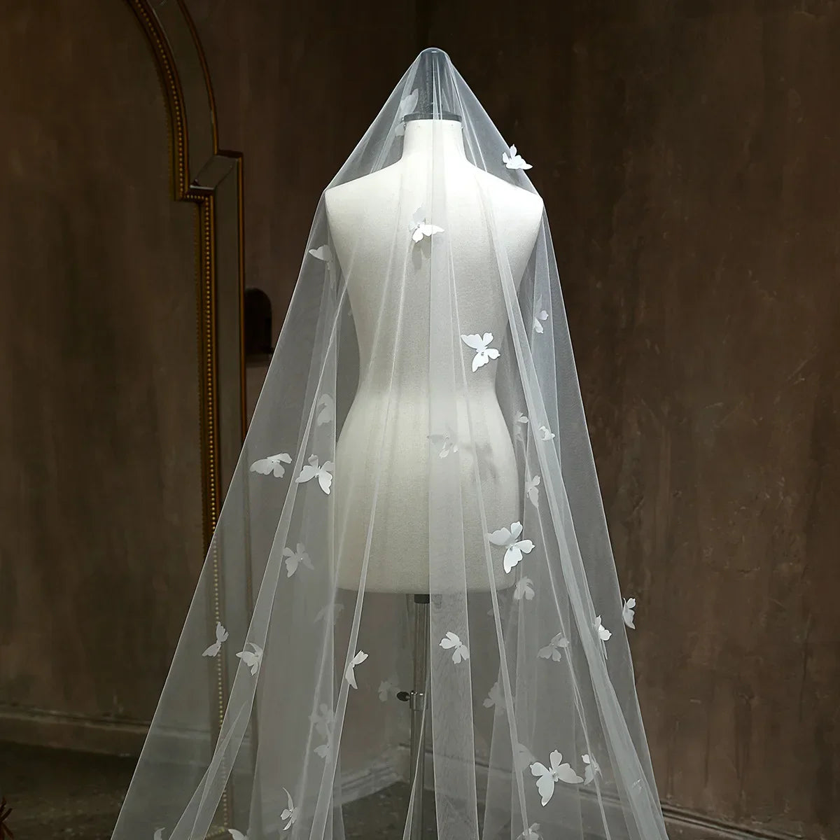 Long Butterfly Bridal Veil Lace Wedding Veils For Evening Dinner Party Dress Women Gift Hair Accessories Brides Jewelry a