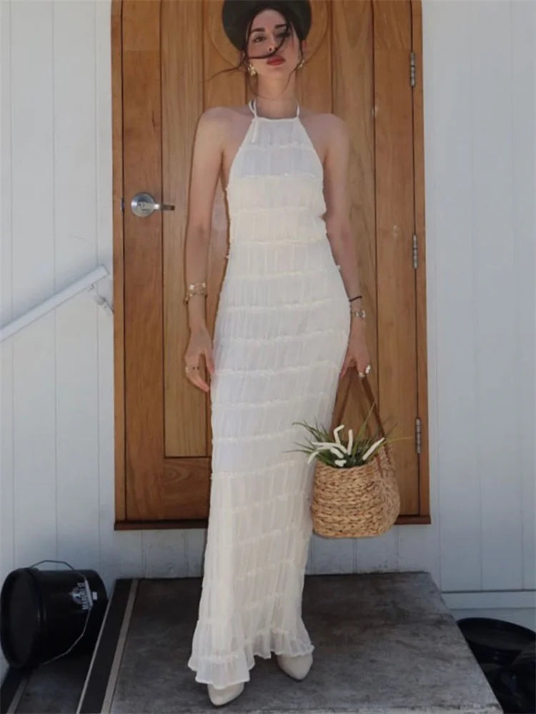 Patchwork Laceup Beach Maxi Dress