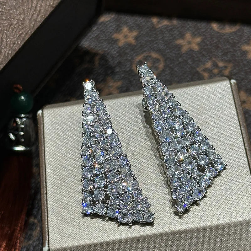 Luxury Zircon Wedding Earrings Cubic Zirconia Bridal Water Drop Earring For Bride Accessories Women Evening Party Dress Jewelry