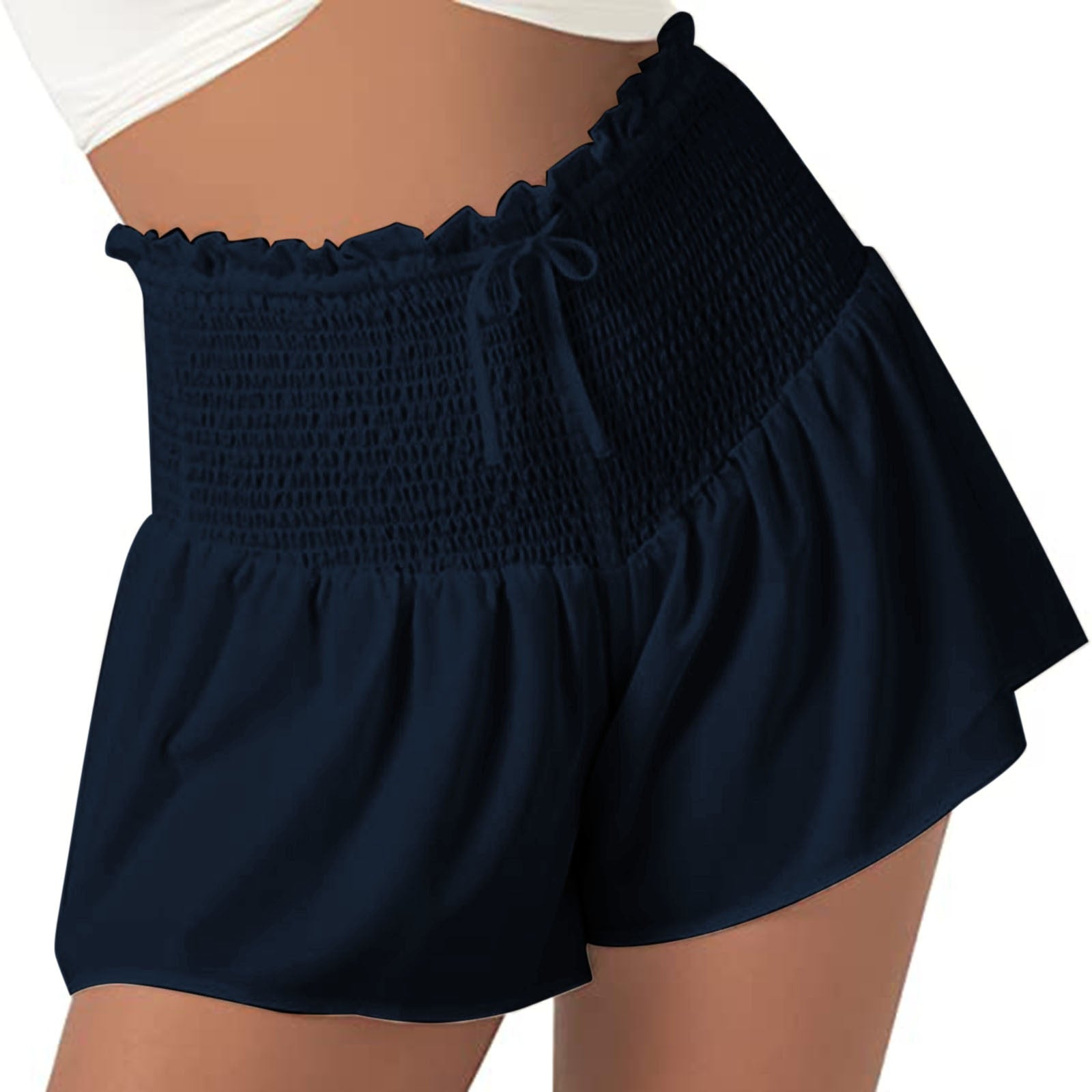 Women High Waist Loose Shorts Sports Drawstrings Floral Print Beach Shorts