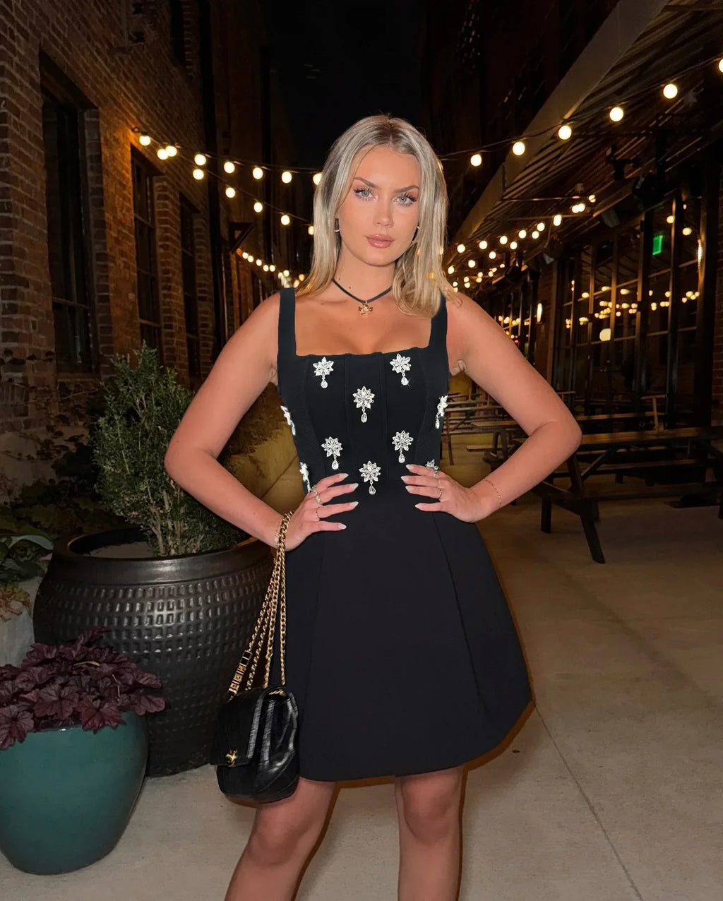 Women Sleeveless Sexy Square Collar A-Line Bodycon Mini Dress Fashion Celebrate Birthday Party Evening Dress black