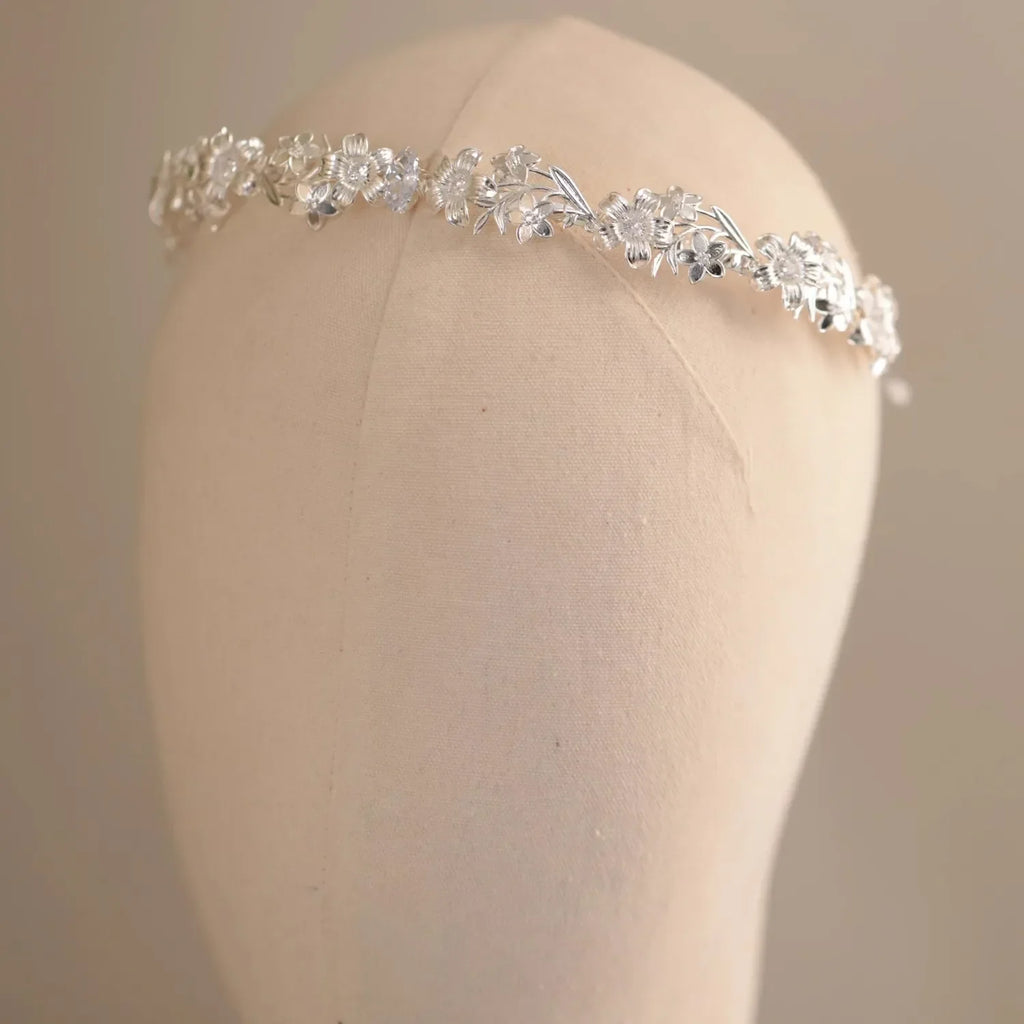 Flower Headband Hairband Silver Color Headpiece Bride Women Zircon Headwear Headdress Bridal Hair Jewelry Wedding Accessories