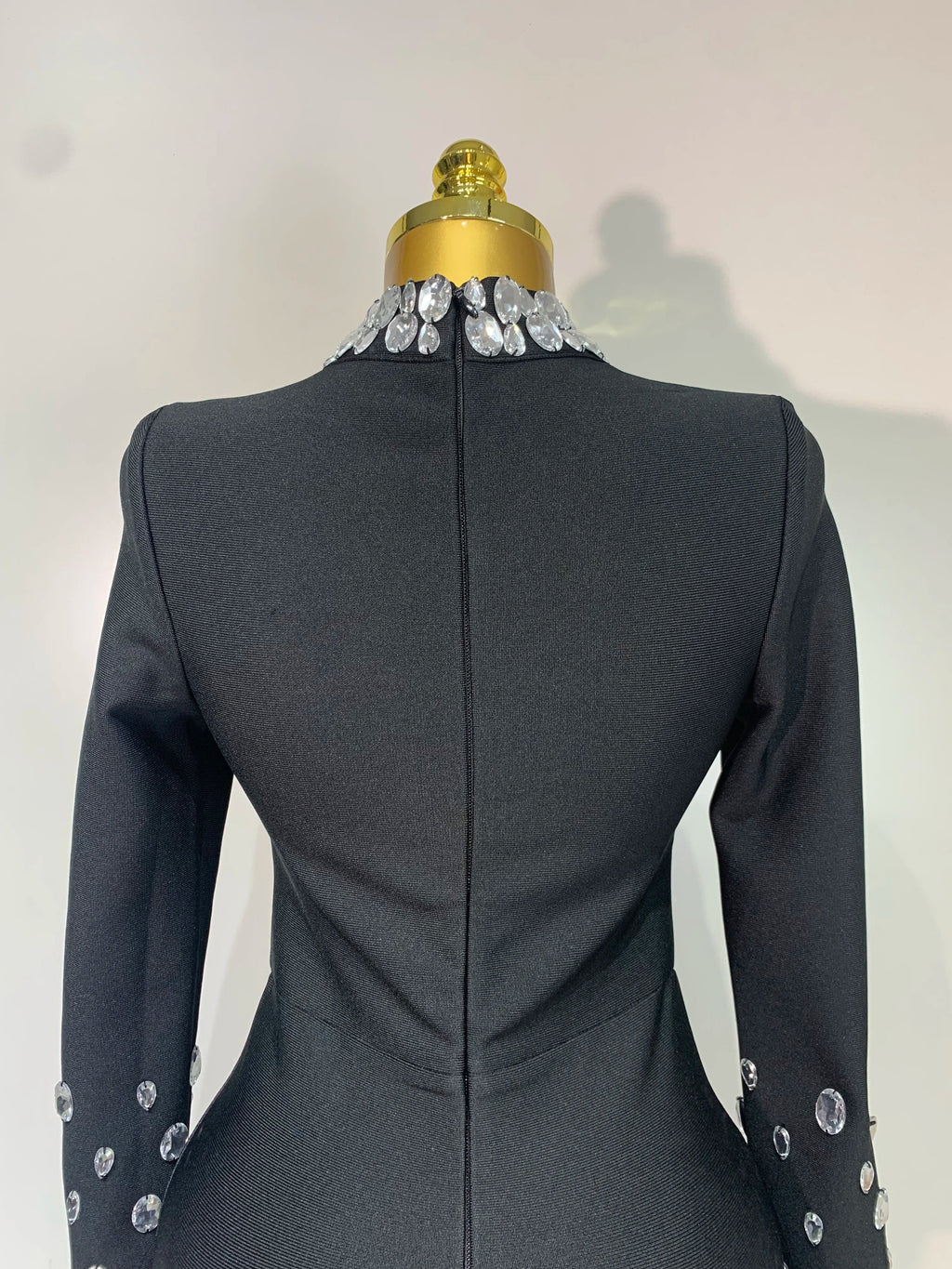 Luxury Birthday Dresses Sparkly Diamond Long Sleeve Black Bodycon Bandage Dress Women Wedding Evening Club Party Prom Gowns