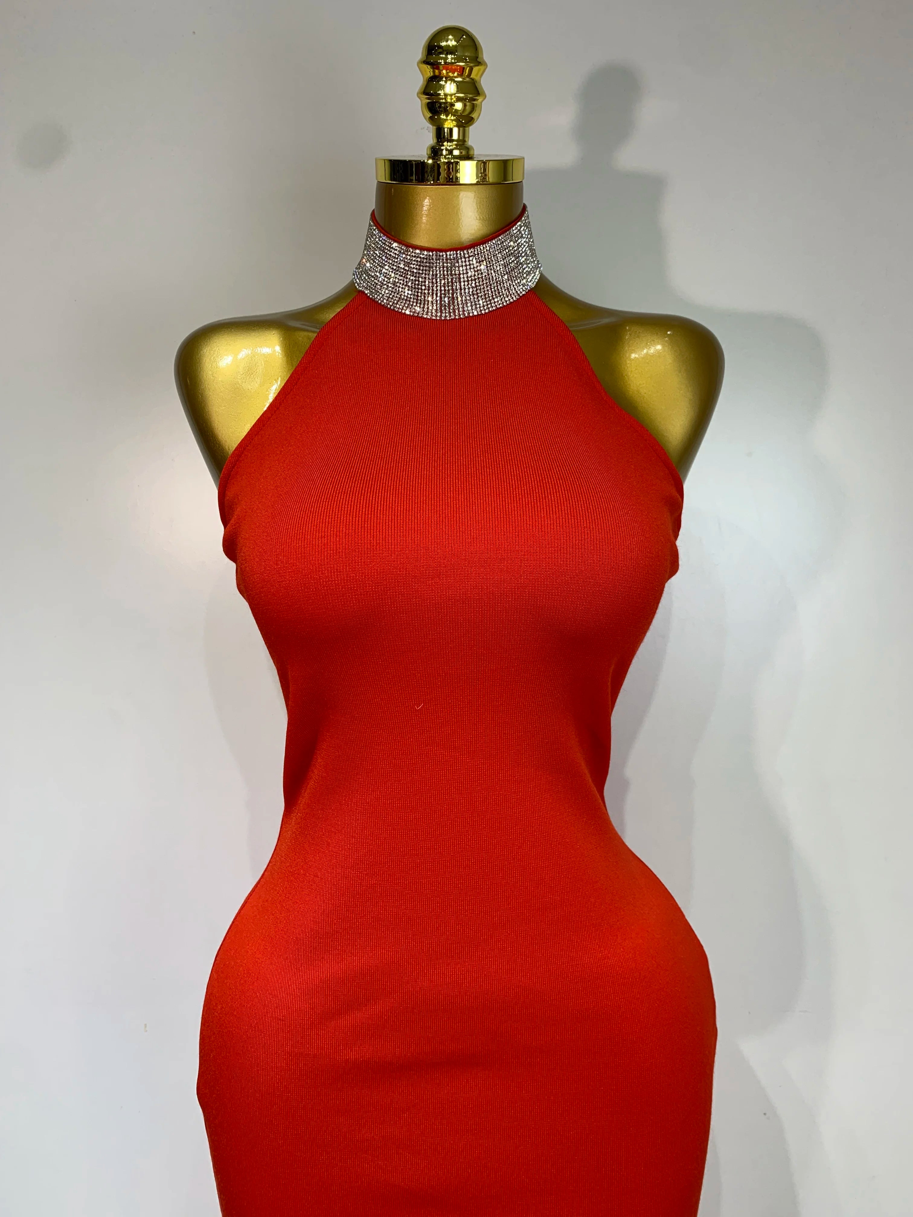 Luxury Birthday Bandage Dress Women  Elegant Red Halter Backless Celebrity Evening Party Wedding Gowns Club Gala Dresses