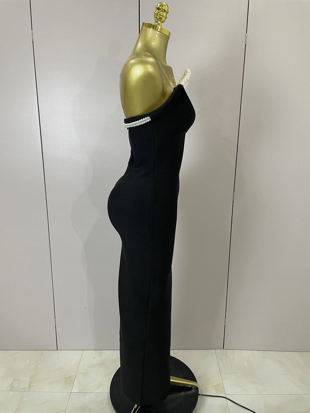 Sexy Backless Strapless Black Beading Long Bandage Bodycon Dress  Women Celebrity Elegant Evening Luxury Birthday Dresses