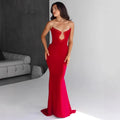 Red Color Women Sexy Strapless Shinning Crystal Bodycon Long Bandage Dress Wedding Mermaid Celebrate Evening Party Outfit Red