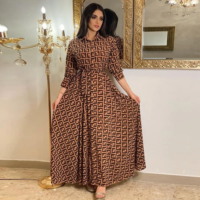 Digital Printing Leisure Casual Autumn Work Dress