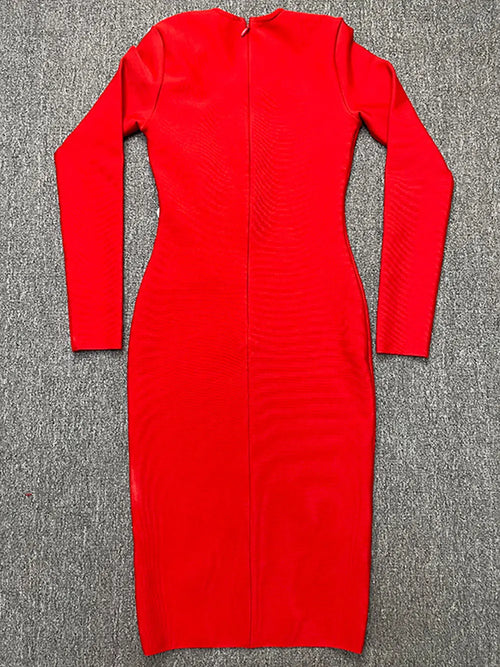 2024 Elegant Women's Light Luxury Patchwork Bandage Dress O-neck Long Sleeve Bodycon and Knee Dress Christmas Eve Party Vestidos
