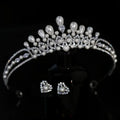 Crystal Pearl Tiaras and Crowns Set Zirconia Diadem For Bride Princess Queen Headband Bridal Hair Jewelry Wedding Accessories a