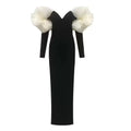 Stereoscopic Flower Sexy Off The Shoulder Ankle Lenght Bandage Dress Woman Birthday Party Vestido Celebrity Party Outfit White Flower