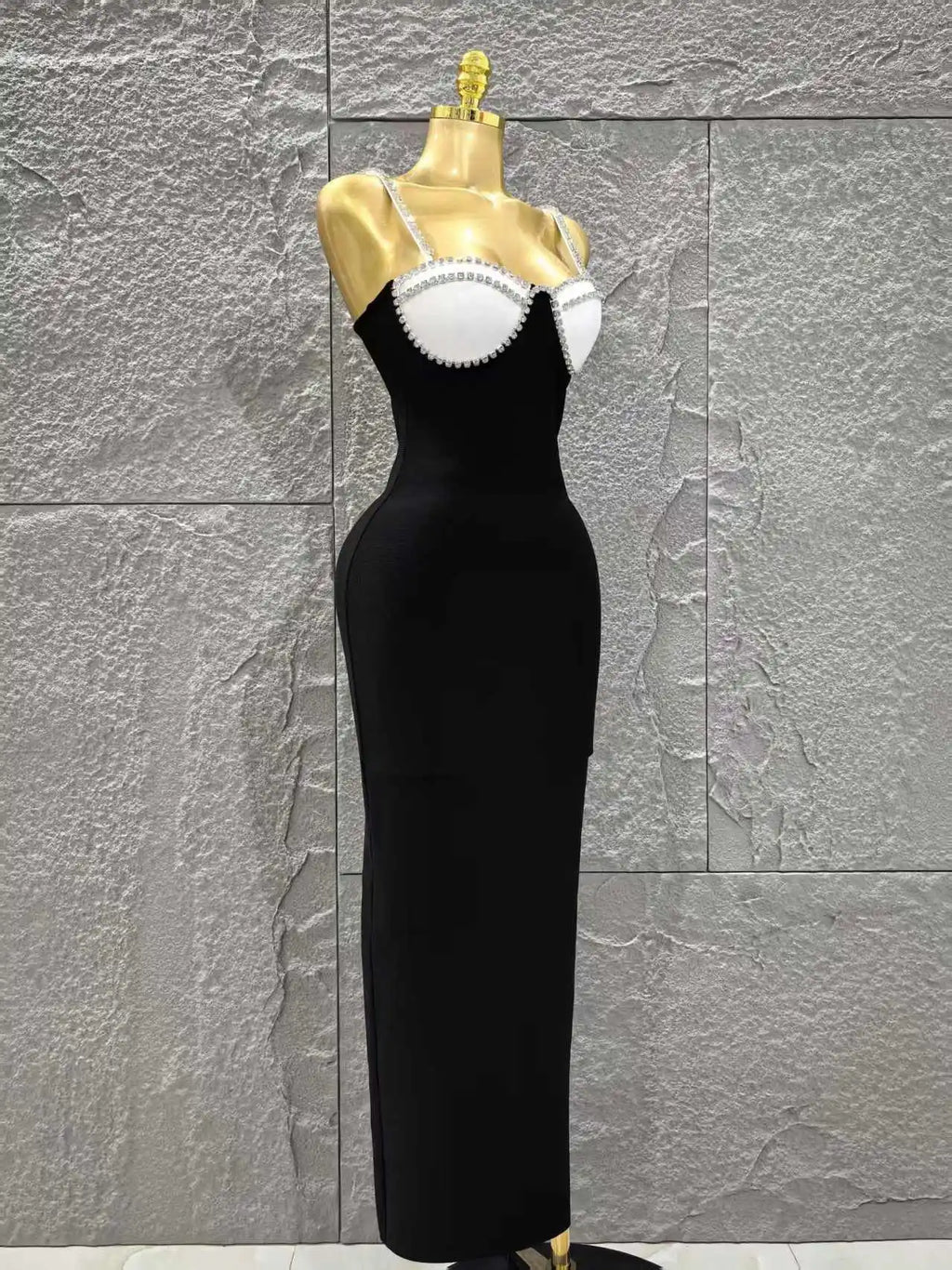 Black Red Color Women Sleeveless Sexy Strap Square Collar Bodycon Long Bandage Dress Celebrate Nightclub Party Red Carpet Dress