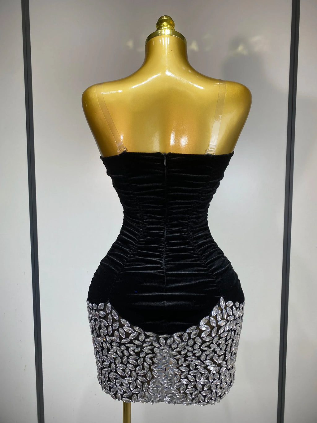 Women Sexy Bodycon Mini Dress Nightclub Elegant Evening Party Birthday Dress  Celebrity Singer Shining Diamond Stage Costume