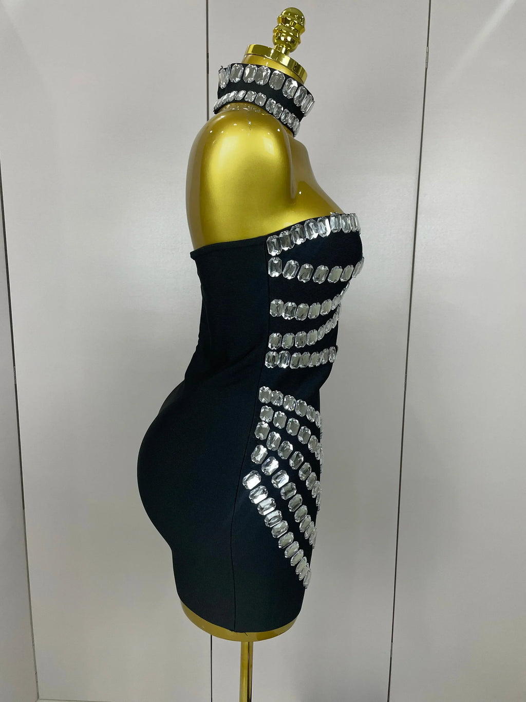 Women  Sparkly Rhinestones Bodycon Strapless Mini Bandage Dress Backless Fashion Evening Party Club Luxury Birthday Dresses
