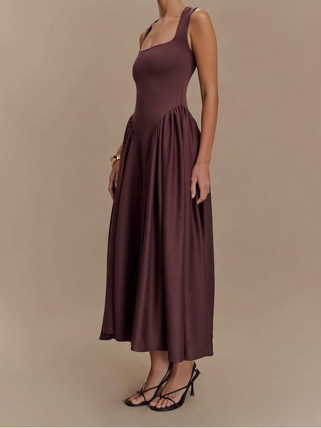 SHARON Midi Dress Cacao Brown