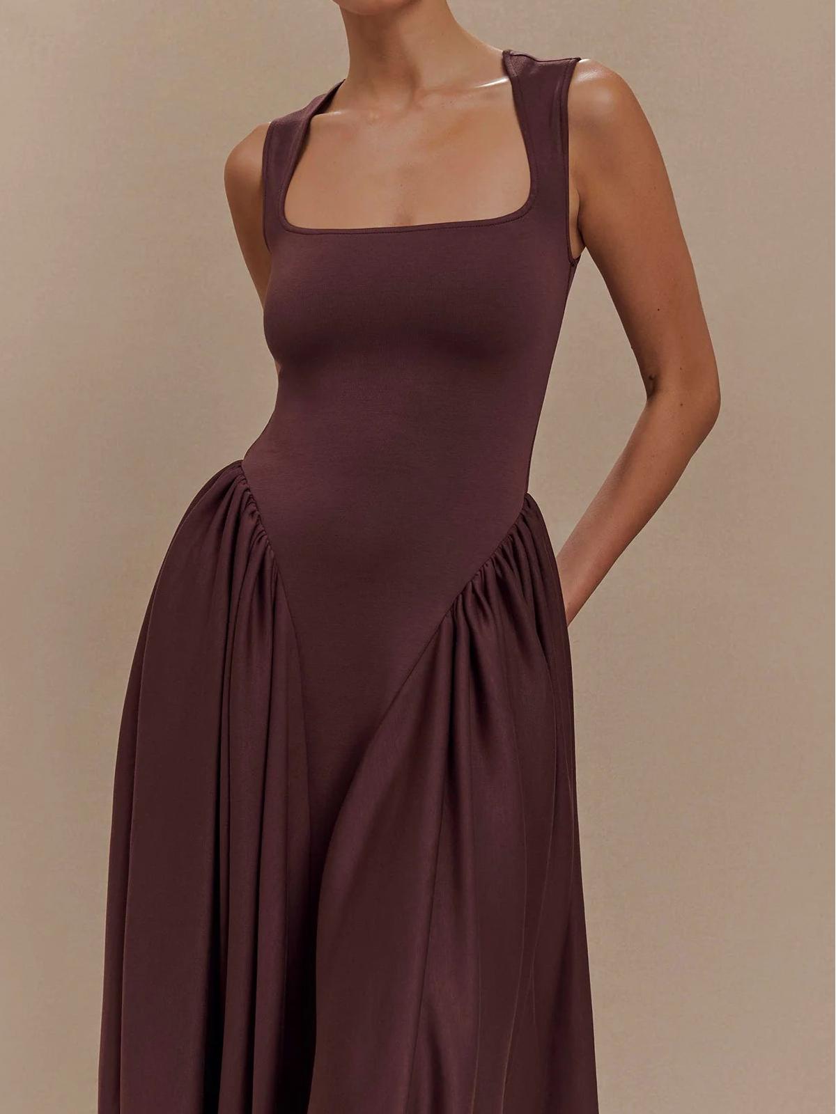 SHARON Midi Dress Cacao Brown