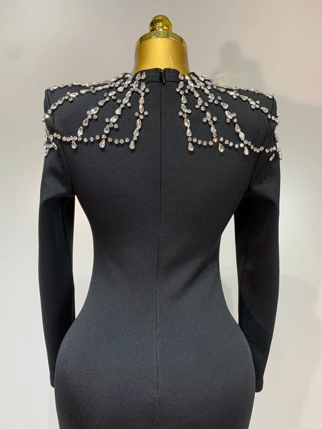 Luxury Birthday Dresses Diamond Tight Long Sleeve Square Neck Long Bandage Dress Women Wedding Evening Formal Gowns