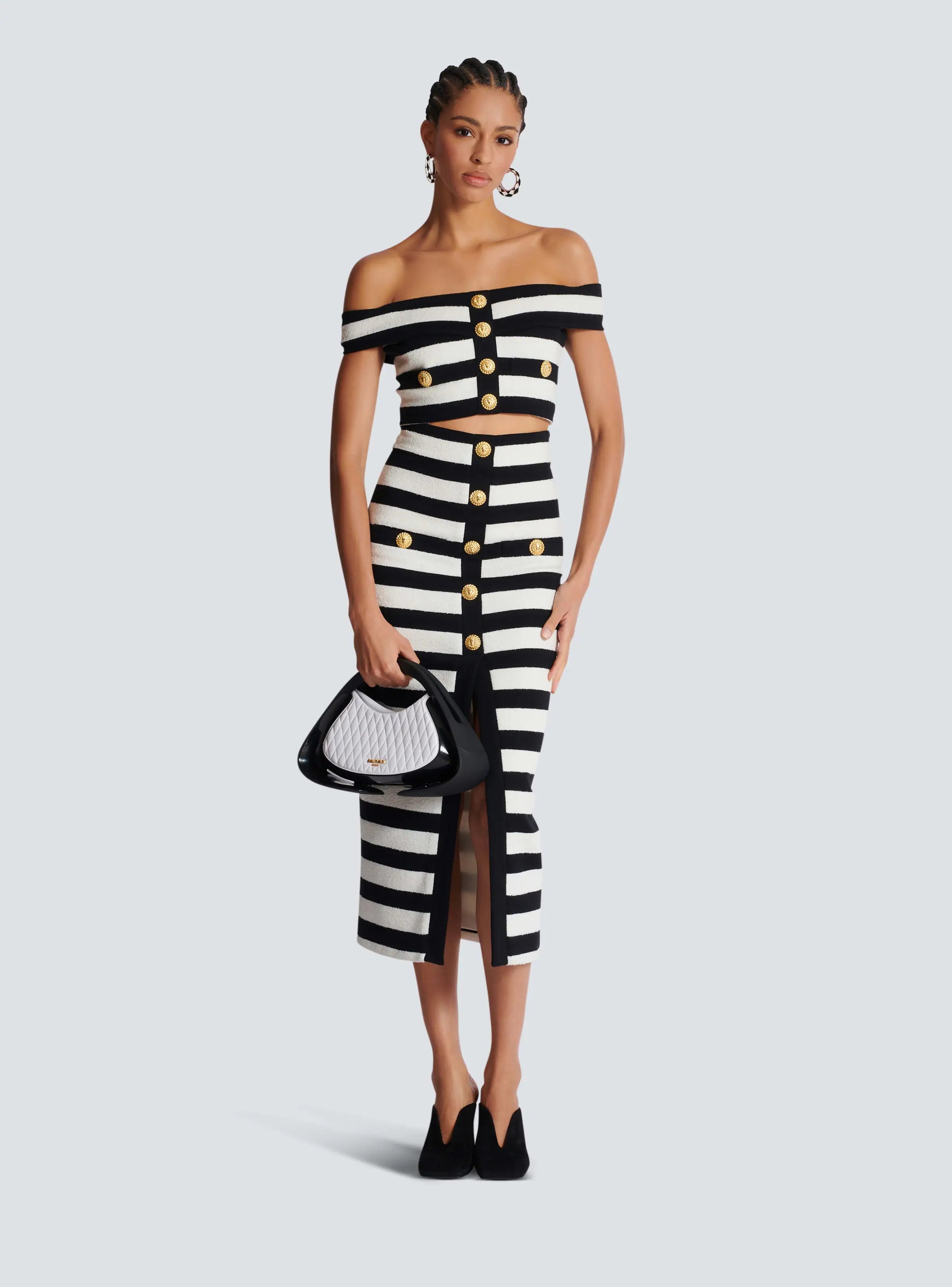 Women Sexy Slash Neck Striped 2 Pieces Bodycon Bandage Dress 2 Pieces Celebrate Evening Party Cocktail Dress
