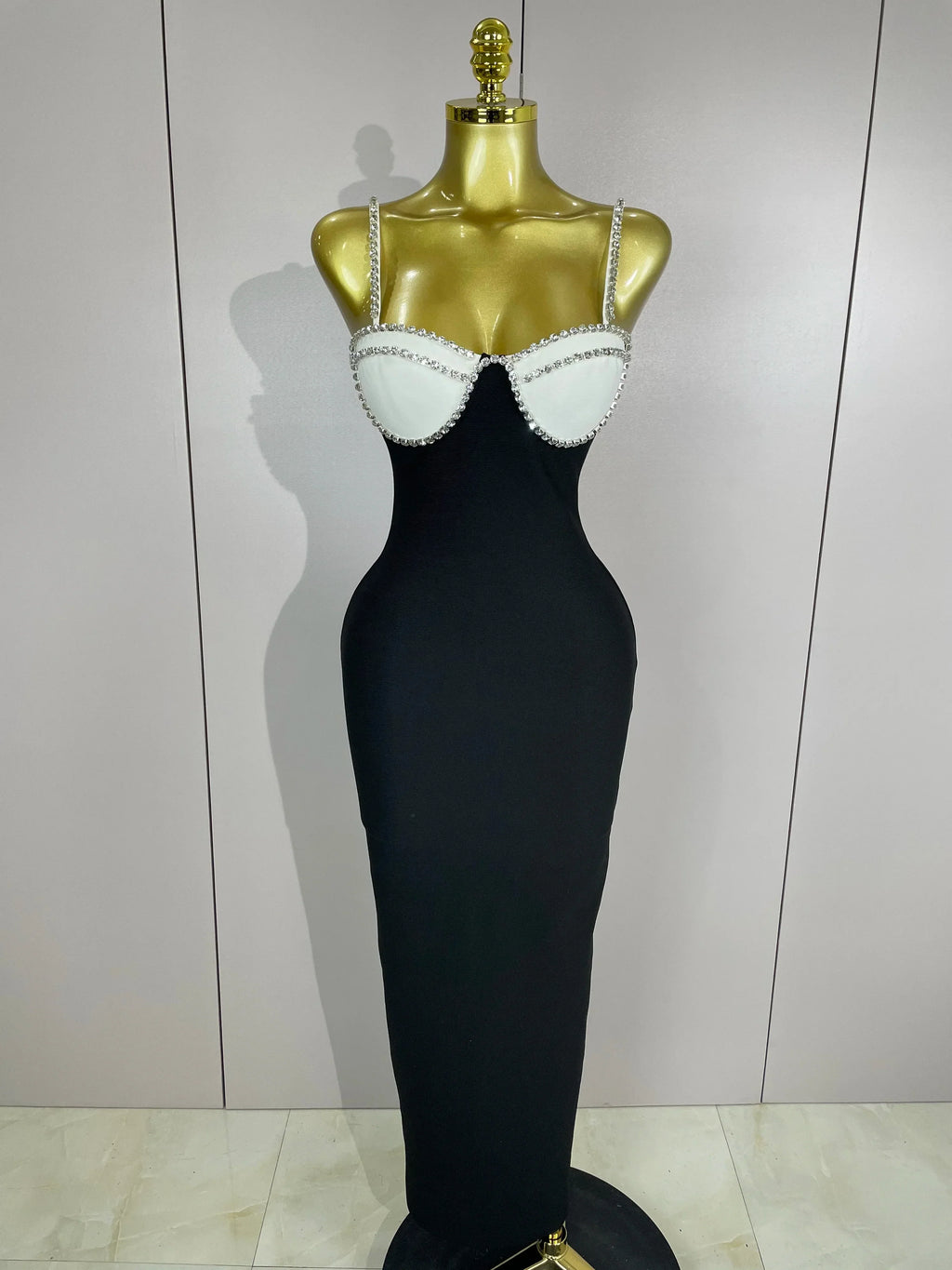 Women Celebrity Sexy Backless Diamonds Patchwork Black Red Maxi Long Bodycon Bandage Dress Elegant Evening Club Party Dress black
