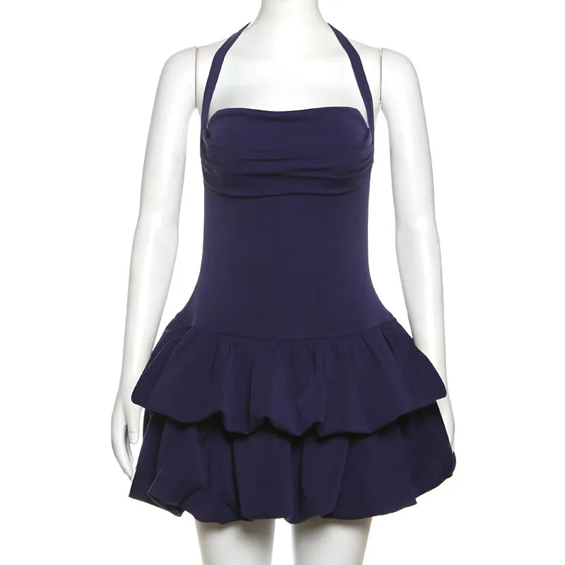 Sexy Backless Spring Mini Dress Women Square Collar Patchwork Bandeau Fashion Solid 2025 Dress Female Bodycon Dress