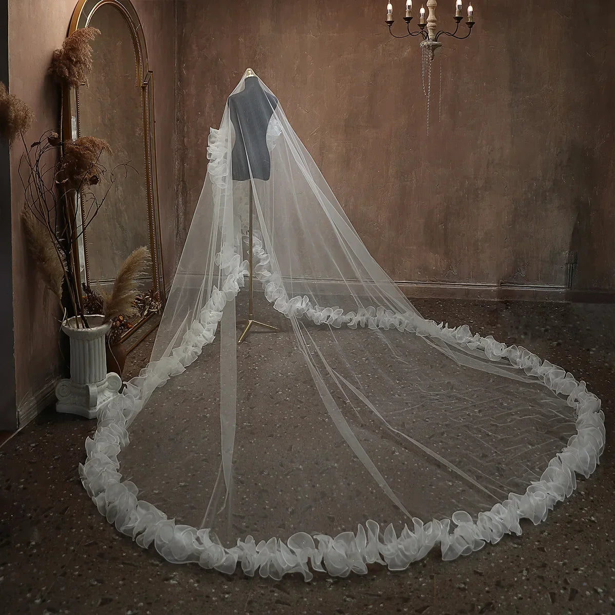Luxury Long Bridal Veil Lace Wedding Veils For Brides Evening Dinner Party Dress Women Girl Gifts Hair Accessories Jewelry